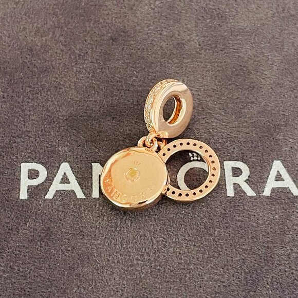 Pandora Sparkling Pink Disc Double Dangle Charm - Picture 2 of 4